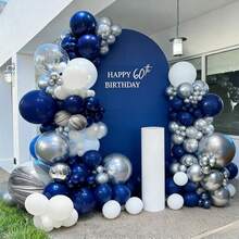 Metallic Navy Blue Party Balloon Set, Includes 18/36pcs 10-Inch Navy Blue, Metallic Silver And Matte Black Latex Balloons, Optional Ribbon Matching, Perfect For Birthday, Theme Party, Shower, Wedding, Valentine's Day, Proposal Engagement, Anniversary, Prom, Gender Reveal Decoration And Other Important Holiday Indoor/Outdoor Photo Props Decoration - View 4