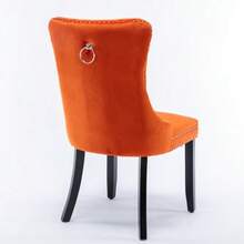 Nikki Collection Modern, High-End Tufted Solid Wood Contemporary Velvet Upholstered Dining Chair With Wood Legs Nailhead Trim 2-Pcs Set, Orange, DE2001OG - Orange - View 6