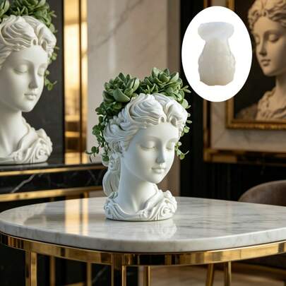 New Goddess Flower Pot Vase Succulent Plant Flower Pot Resin Silicone Mold Beauty Goddess Storage Box Pen Holder Concrete Cement Silicone Mold Beauty Goddess Venus Candle Cup Gypsum Silicone Mold Arts Crafts Mold Home Decoration Gift