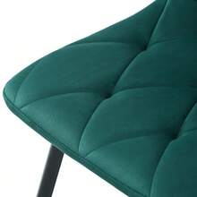 Dining Chair (4 Pcs), Dark Green, Set Of 4 Upholstered Designer Chairs, Twill Velvet Dining Chair, Kitchen Chair With Backrest, Velvet Seat, Metal Frame, Metal Legs - Dark Green - View 5