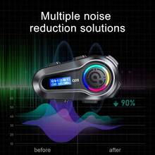 Auriculares inalámbricos para casco de motocicleta Q08, pantalla LCD para batería, volumen, temperatura, 6 modos de efectos de sonido, 25H de duración de la batería, cancelación de ruido inteligente, audio de alta fidelidad, adecuado para cascos de media cara y de cara completa, diseñado para conducir motocicleta - Q08 - Ver 6
