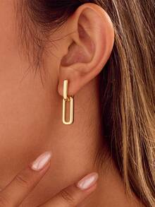 1Pair Minimalist Paperclip Earrings For Women,Elegant U Link Drop Dangle Hoops Earring For Wedding/Business/Daily,Jewelry Gift For Festival - Geometric Small Earrings - View 3