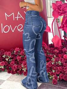 Jeans modellanti per il lato B da donna, pantaloni skinny con controllo addominale e alta elasticità, pantaloni eleganti e casual alla moda, adatti per appuntamenti, pendolarismo, shopping in primavera - Blu lavato medio - Visualizzare 1