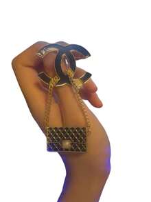 Black Enamel Bag Charm With Pearl Tassel Brooch For Women - Multicolor - View 9