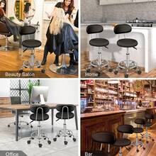 Adjustable Rolling Swivel Stool, Hydraulic Heavy Duty Drafting Chair Stool With Backrest - Black - View 3