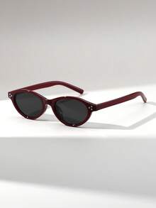 1 Pair Women's Cat Eye Rivet Small Frame Glasses, Retro Personalized Street Style Fashion Eyewear - Multicolor - View 3