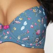PariPari Blue Sky 2-In-1 Push-Up Bra & Bikini Top, Vibrant Floral Animal Print Multiway Straps Padded Lingerie - Blue - View 4
