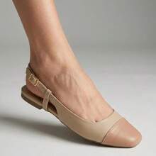 Women's Slingback Flat Shoe, Delicate And Elegant, Two-Tone - 乾枯玫瑰色 - 查看 1