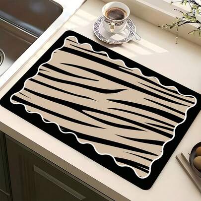 1pc Super Absorbent Quick Dry Non-Slip Kitchen Mat - Dish Drying Mat With Non-Slip Base, Suitable For Coffee Bar, Dining Table - Easy Clean Surface And Fast Drying Design, Fits Modern Or Traditional Kitchen, Coffee Bar Accessories, Stylish Home Decor