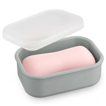Hộp đựng xà phòng du lịch chống rò rỉ di động có lớp thoát nước, khay đựng xà phòng bằng silicon dùng cho cắm trại ngoài trời, phòng tập thể dục, phòng tắm, phụ kiện du lịch thiết yếu.