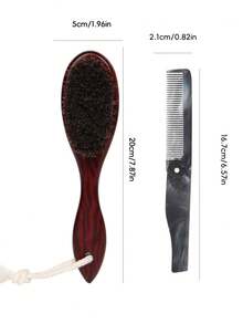 Bộ dụng cụ chăm sóc cá nhân 2 món: 1 lược chải râu chất lượng cao + 1 lược lông heo tự nhiên + 1 lược gấp bỏ túi, dụng cụ chăm sóc cá nhân hàng ngày dành cho nam giới, món quà tuyệt vời dành cho bạn trai/chồng. - màu nâu - Xem 7