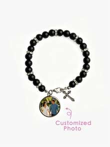1pc Customized Couple Photo Beaded Bracelet, Jewelry Gift With Engraved Photos, Ideal Anniversary/Valentine's Day Gift For Girlfriend/Boyfriend, Fashionable & Casual Style, Suitable For Anniversary, Birthday, Daily Wear, Graduation, Wedding, Perfect Gift For Her, Him, Girlfriend, Boyfriend, Parents, Family, Friends - Multicolor - View 11