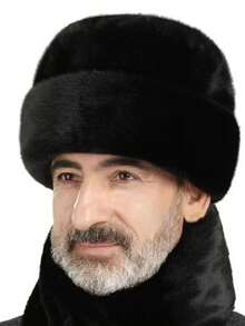 1pc Middle-Aged & Elderly Men's Faux Mink Fur Landlord Hat, Solid Color Retro Style, Warm And Windproof, Suitable For Daily Outdoor Use, Great Father's Day Gift, Essential For Winter - Landlord Hat - View 2
