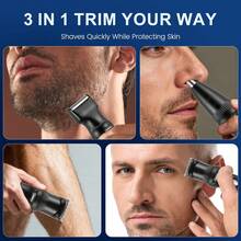 Hatteker 1pc 3-In-1 Hair Clipper, Shaver, Magnetic Blade Head USB Rechargeable Digital Display Electric Shaver For Men - View 9