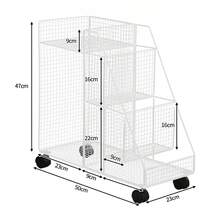Compact Rolling Iron Storage Cart Under Desk Organiser For Home Office - White - View 3