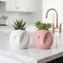 Cute Owl Succulent Plant Pot, Small Indoor Succulent Cactus Air Plant Pot, Pink Decorative Owl Flower Pot Suitable For Desk, Windowsill, Home Decor - A - View 5