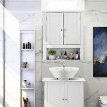 Wall Mounted Bathroom Storage Cabinet With 2 Doors Adjustable Shelf - 白色 - 查看 5