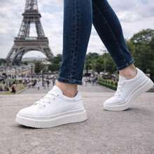 Women's White Casual Platform Sneakers Lightweight Comfortable - Blanco - Ver 5