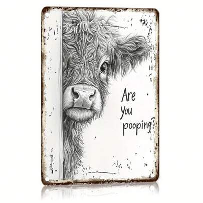 Rustic Farmhouse-Style Metal Sign With The Text "Are You Pooping?", Perfect Wall Decoration For Home, Living Room, Or Backyard, Vintage Iron Wall Decor With Humorous Slogan, High-Definition Printing Suitable For Bars