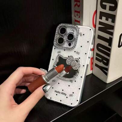 SANRIO 2-In-1 KT Cat Mirror 16 Glitter Phone Case, Gorgeous 15 Case, Bling 17/14 Pro Max, Stylish Acrylic 13/12/11 Case