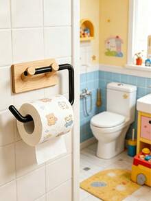 1/2 chiếc giá đựng giấy vệ sinh treo tường kiểu hiện đại, vân gỗ, không cần khoan, tự dính, thích hợp cho nhà bếp/phòng tắm, có thể đựng giấy vệ sinh, màng bọc thực phẩm, làm bằng nhựa vân gỗ chắc chắn. - Nhiều màu - Xem 5