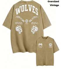 Tops 2026 Wolf Costume Retro Washed Men's T-Shirt, Perfect For Fitness And Weight Training, Loose-Fitting Summer Gym T-Shirt, Featuring 3D Design Loos - 咖啡棕 - 查看 2