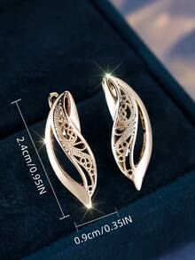 Vanel 一对别致的金色极简漩涡耳环，精致的镂空设计，适合日常佩戴和派对的时尚饰品 - 金黃色 - 查看 5