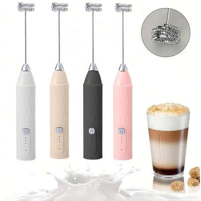 Rechargeable Electric Milk Frother, Portable Hand-Held Milk Foamer, 3-Speed Milk Frother For Beverages, Suitable For Matcha, Cappuccino, Hot Chocolate And Eggs, Great Gift For Women, Coffee Lovers And Homemakers; Practical Barista Set