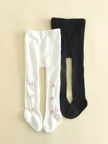 2条装女童透气镂空打底裤，色彩缤纷，休闲学院风，适合度假和日常穿着，舒适又优雅 - 彩色 - 查看 13