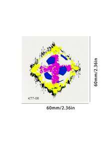 7pcs Fluorescent Football Graffiti Themed Temporary Tattoo Stickers, Fluorescent Crafted Tattoo Stickers, Football Fan Cheering Personalized Patterns, Unisex GOAL Temporary Tattoos, Cartoon Football Element Stickers, Sports Party Decor - Multicolor - View 9
