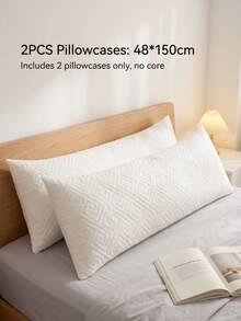 1 Set Couple Pillowcase, 3-Layer Protective Quilted Waterproof Pillow Protector, Anti-Saliva, Anti-Oil Stain & Anti-Dust, Extends Pillow Life, Suitable For Pet Owners, Washable & Reusable, Machine Washable, Soft & Breathable, Bedding Accessories For Home, Hotel, Dorm - White - View 14