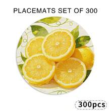 A Circular Placemat With Fresh Lemon And Green Leaves As Patterns, Suitable For Use In Spring, Summer, Autumn, And Winter. It Adopts A Multi-Color Pattern Design And Is Woven From 100% Polyester Fiber. The Size Is 15 * 15 Inches And Can Be Machine Washed With Polyester Placemats. - Multicolor - View 19