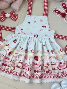 1pc Lolita Style Sweet & Cute Bib Dress, Only Includes Dress, Lolita Costume For Holiday Party, Performance, Valentine's Gift, Suitable For Daily & Holiday Wear Halloween Spring - Multicolor - View 9
