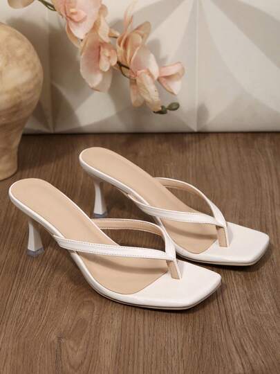 Slides Shoes Heels For Women Square Toe Kitten Heel Flip Flops Sandals Casual Summer Casual Evening Parties Weddings