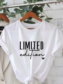 LIMITED EDITION 100% Cotton Soft T-Shirt With Letter And Slogan Print - Casual Crew Neck, Short Sleeve, Machine Washable, Breathable Cotton T-Shirt, Goes With Everything, Great. - 白色 - 查看 1
