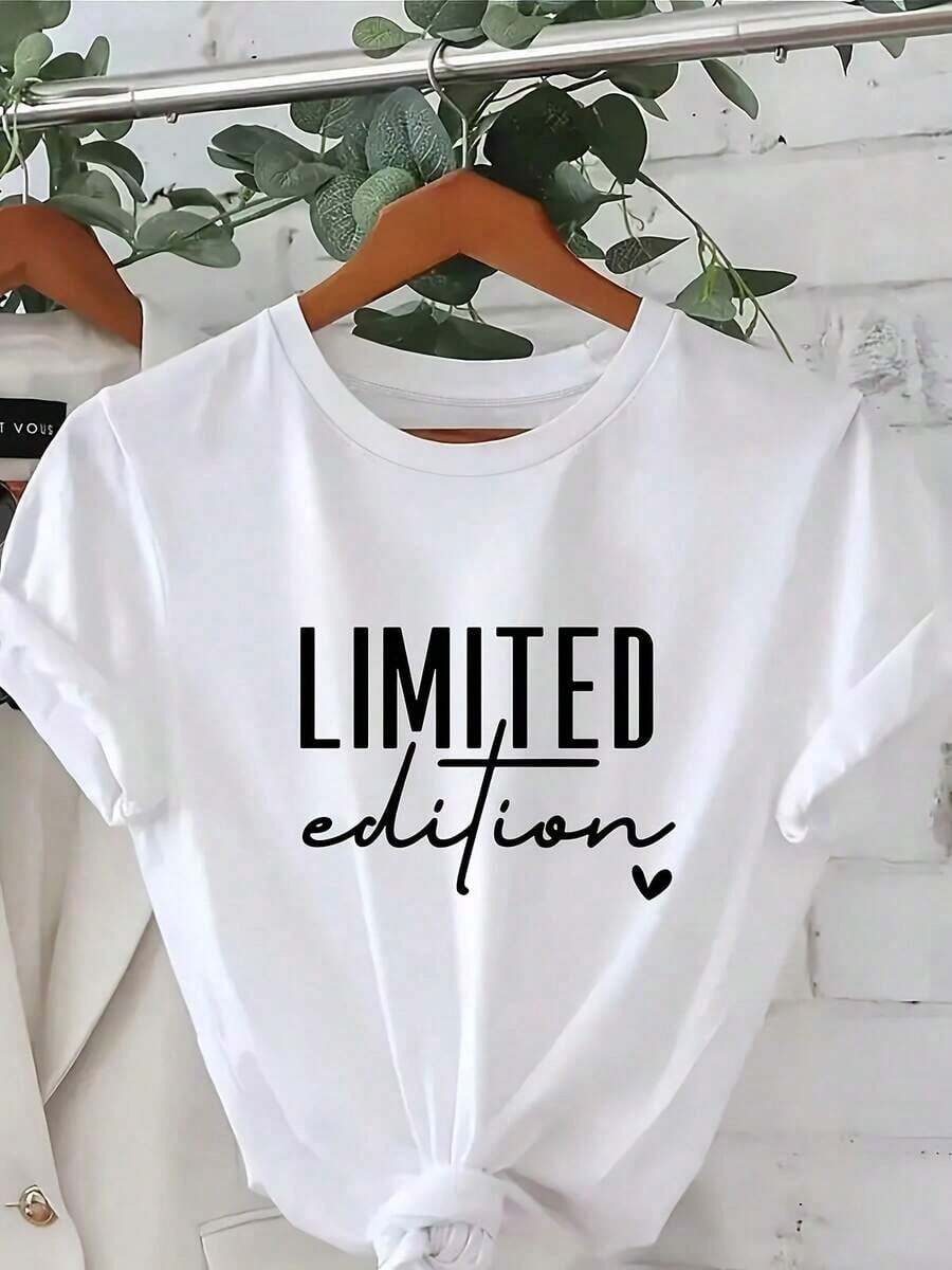 LIMITED EDITION 100% Cotton Soft T-Shirt With Letter And Slogan Print - Casual Crew Neck, Short Sleeve, Machine Washable, Breathable Cotton T-Shirt, Goes With Everything, Great. - 白色 - 查看 1