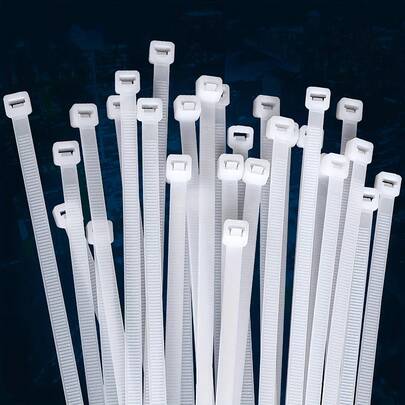 100pcs White Cable Ties, High Tensile Strength Up To 22.68 KG, Indoor And Outdoor Use Self-Locking Nylon White Zip Ties