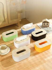 Dispensador de pañuelos de plástico rectangular moderno - Multifuncional, caja de almacenamiento de pañuelos de escritorio elegante, soporte de caja de pañuelos minimalista para escritorio de oficina, hogar, mesa de comedor, decoración del hogar, decoración del dormitorio, accesorios de cocina - Multicolor - Ver 11