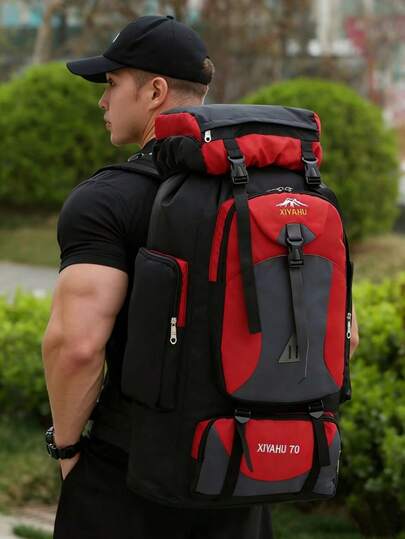 1 pieza Mochila táctica multifuncional de 100L para hombres, color camuflaje, material de nailon, mochila para exteriores, bolsa de campo de tiro, bolsa deportiva, bolsa de motocicleta, bolsa de pesca, mochila escolar, bolsa para portátil, gran capacidad, , cinta, estilo vintage, duradera y resistente a la suciedad, con forma de cubo, adecuada como regalo de Halloween, Navidad o cumpleaños para el novio