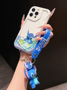 Disney Has Authorized, Phone Case - Chain Set, The Stitch Lilo & Stitch Phone Case Plus A Silicone 3D Or Fluffy Style Stitch Bracelet With Metallic Ring Removable Bracelet, Stitch And Angel Pattern, Compatible With Iphone 17/16/15/14/13/12/11/XS/XR/X Plus Pro Max, Wavy Design Phone Case For Girl, A Stylish Cartoon Summer Phone Case, The Perfect Gift Choice, Phone Protection, Durable Phone Cover, Great Gift For Friends And Family - 白色款式A - 查看 3