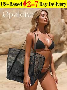 Mesh Tote Bag, Cosmetic Bag, Casual Handbag, Foldable Women's Shoulder Bag For Picnic, Waterproof, Foldable, Essential Bag, Multifunctional Shoulder Shopping Tote, Mesh Hollow Bag, Beach Bag, Bathroom Storage Bag, Multifunctional Toiletry Bag, Bathroom Bag And Shoulder Tote, Lightweight, Large Capacity, Portable Mesh Beach Bag, Suitable For Family Travel, Vacation, Beach, Camping And Hiking, Summer Holiday Bag ,Makeup Bag - 彩色 - 查看 13