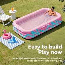 Large Pink Inflatable Swimming Pool, Suitable For Family Use, Mobile Water Park, Indoor/Outdoor Aquatic Entertainment, Party Pool, Thick And Durable PVC Material, Suitable For Beach, Camping, Backyard, Summer Outdoor Swimming Pool, Large Backyard Water Play Center - Vitality Series - View 6
