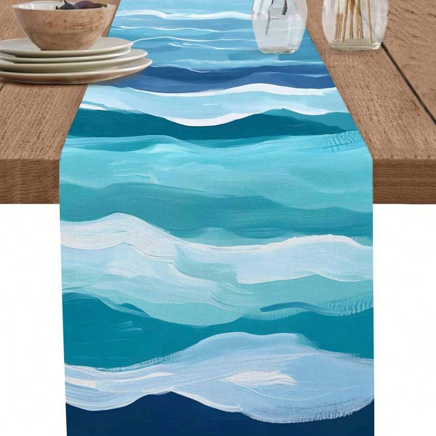 Khăn trải bàn bằng vải lanh họa tiết hoa hoạt hình đầy màu sắc, kích thước 13x72 inch, dùng để trang trí bàn ăn nhà bếp, nhà cửa trong các dịp như tân gia, lễ hội và đám cưới. - Nhiều màu - Xem 1