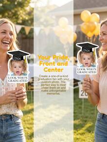1pc Custom Graduation 2026 Big Heads On A Stick, Custom Photo And Text,Face On A Stick, Graduation Fan, Class Of 2026, Personalized Graduation Fan Handheld,Gift For Graduate - Multicolor - View 3