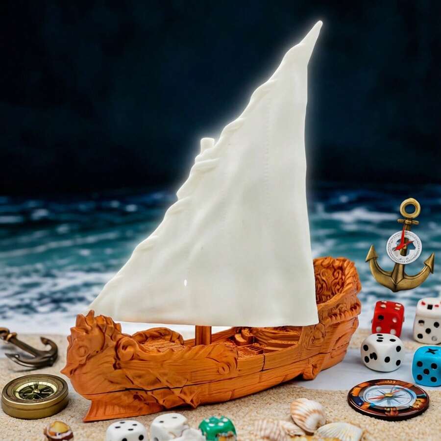 3D Printed War Ship Model - Terrain, Game Scene Building, TRPG Game Accessories, Suitable For 14+ Role-Playing Enthusiasts, DIY Painting Props, Desktop Decor, Home Decoration, Holiday Gift, Board Game Lover Gift - Bronze - View 1