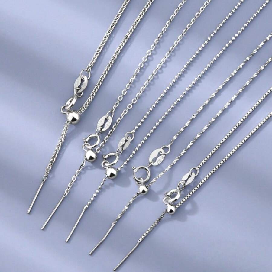 Women's Adjustable Sliding Chain Necklace, S925 Sterling Silver DIY Jewelry Making Base Chain, Beadable Necklace, Non-Fading Clavicle Chain (Suitable For Pairing With Pendants)