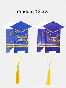 12pcs Graduation Celebration Candy Box, Graduation Party Decorations, Graduation Cap Shaped Candy, Chocolate, Cookie Supplies (Red, Purple, Black, Blue) - Graduation Cap Gift Box - View 13