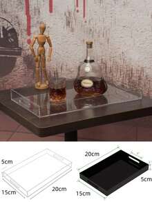 1 pieza Caja de almacenamiento de acrílico transparente, bandeja rectangular, bandeja para mesa de café, organizador de maquillaje de acrílico, bandeja de entretenimiento de acrílico, bandeja decorativa rectangular de acrílico elegante y moderna, portaservilletas de acrílico, estante de almacenamiento de servilletas - transparente - Ver 7