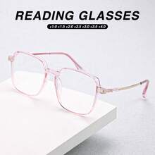 3 Stück modische Lesebrille für Frauen, klassisch minimalistischer großer Rahmen, einzigartiges elegantes Design, jugendliche Farbkombination, Geschenkset mit Vergrößerungsgläsern - Blau + Rosa + Tee - Übersicht 6