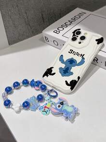 Disney Has Authorized, Phone Case - Chain Set, The Stitch Lilo & Stitch Phone Case Plus A Silicone 3D Or Fluffy Style Stitch Bracelet With Metallic Ring Removable Bracelet, Stitch And Angel Pattern, Compatible With Iphone 17/16/15/14/13/12/11/XS/XR/X Plus Pro Max, Wavy Design Phone Case For Girl, A Stylish Cartoon Summer Phone Case, The Perfect Gift Choice, Phone Protection, Durable Phone Cover, Great Gift For Friends And Family - 白色款式B - 查看 6